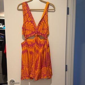 FARM Rio Orange and Pink Mini Dress